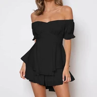 solid color ruffle women rompers sexy off shoulder jumpsuit female 2021 summer fashion short sleeve women rompers bodysuit