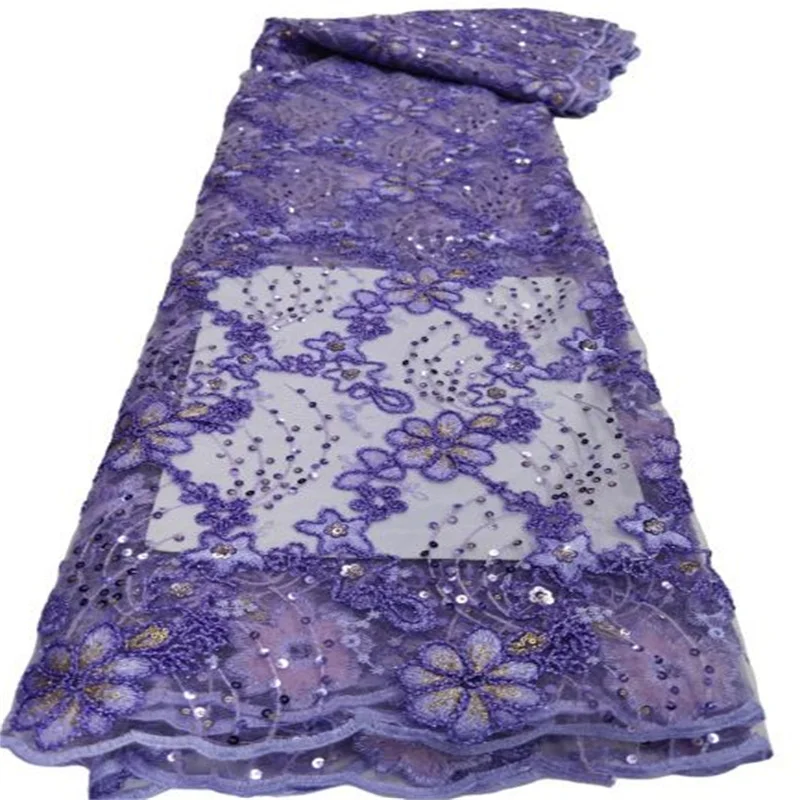 

Фиолетовая яркая африканская кружевная ткань, высокое качество, 3d блестки, Нигерия, французская фотосессия, свадебные материалы, шитье