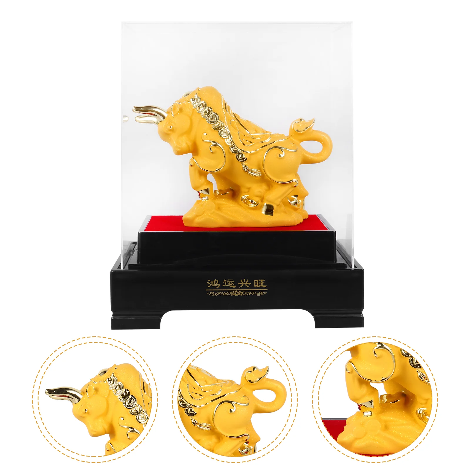

1pc Chinese Zodiac Ox Figurine Adornment Creative Resin Desktop Decor for Home