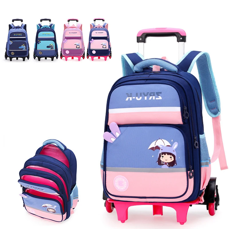 2023 Student Rolling Backpack child school bag for kids Trolley school backpack for wheeled bag 6 -12 years girl Suitcase Bag