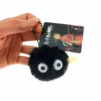 anime spirited away keychain black small briquettes plush totoro key ring pendant bag cute girl jewelry gift accessories