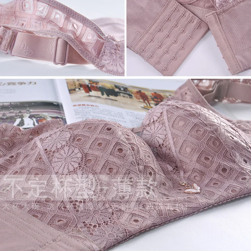 Lace Wireless Bra Hollow Out Vest Bras C D E Cup Brassiere Femme Sexy Lingerie for Plus Size Women