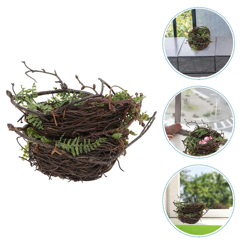 

Bird Birds Decor Rattan Ornament House Decorative Woven Mini Parakeet Easter Artificial Craft Decoration Fake Ornaments Natural