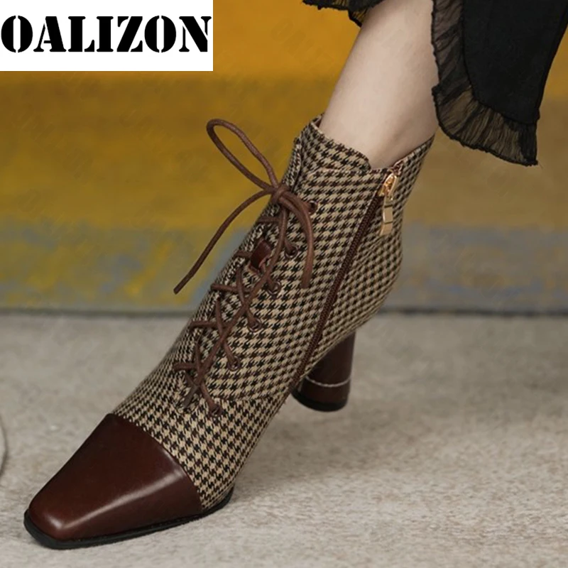 Женские ботильоны с квадратным носком на шнуровке из искусственной замши | Обувь