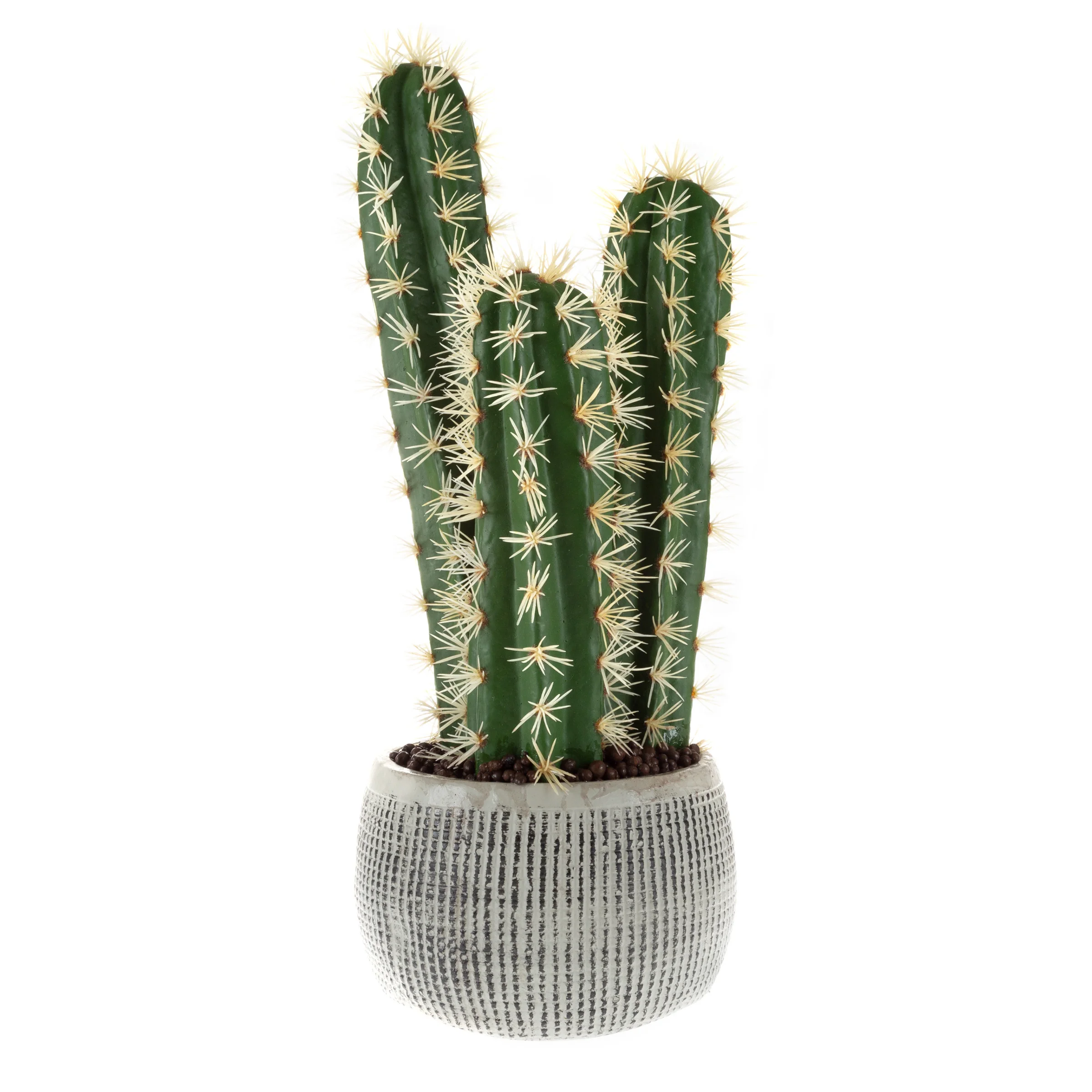 

22-Inch Artificial Cactus Plant in a Gray Clay Fiber Pot