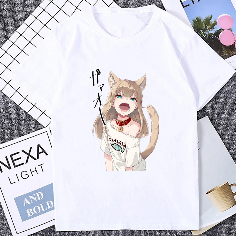 Футболка Kwaii женская с принтом Моя кошка это кавайная девушка