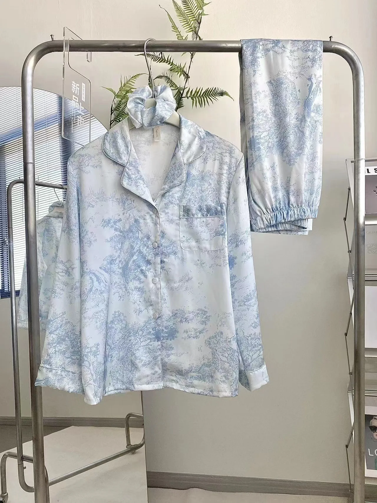 Pajamas set with hair band for women niche imitation silk pajamas factory wholesale  женское бельё  pijama