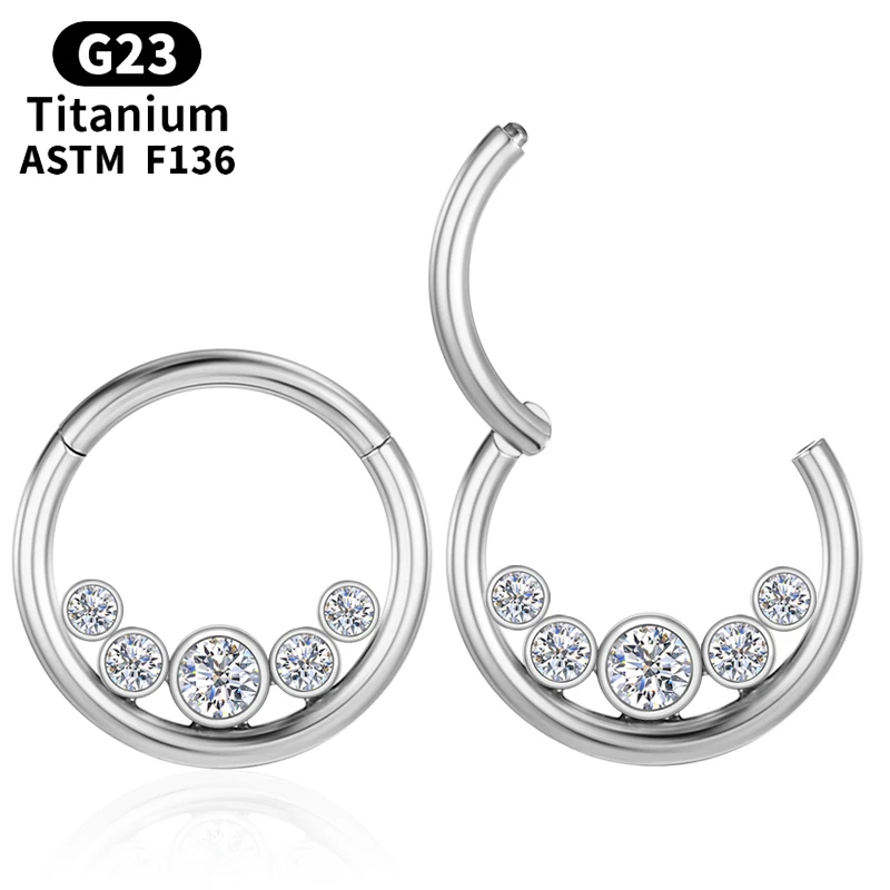 

Nose Ring Septum Piercing Daith Helix Cartilage G23 Tragus Zircon Titanium CZ Earrings Clicker 16g Women Industrial Body Jewelry