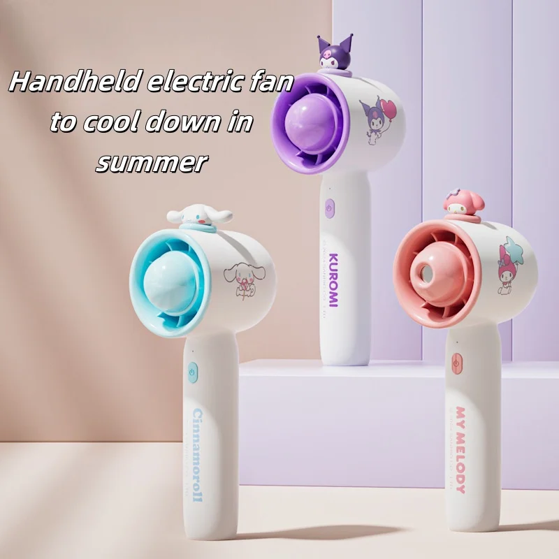 Sanrio Аниме Новый ручной вентилятор с распылителем Cinnamoroll Kuromi портативный