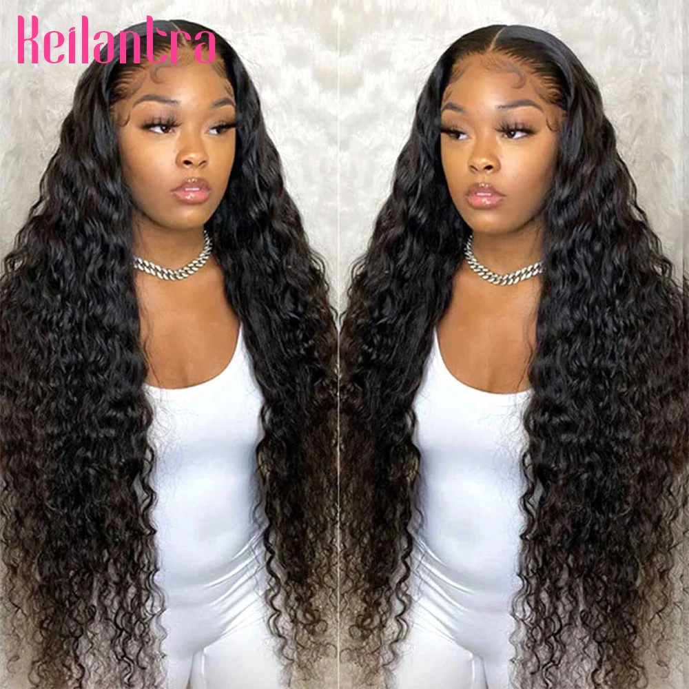 

HD Transparent Deep Wave Lace Frontal Wig Curly Lace Front Human Hair Wigs For Women Wet And Wavy T Part Brazilian Deep Wave Wig