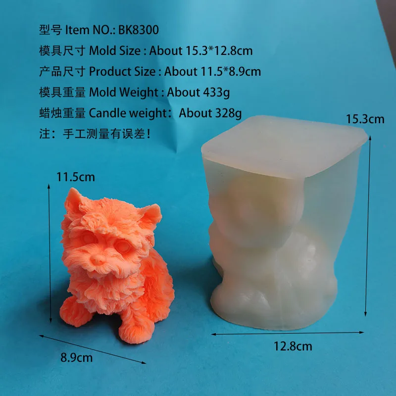 3D силиконовая форма для свечей бульдога большая шнауцера изготовление гипсового