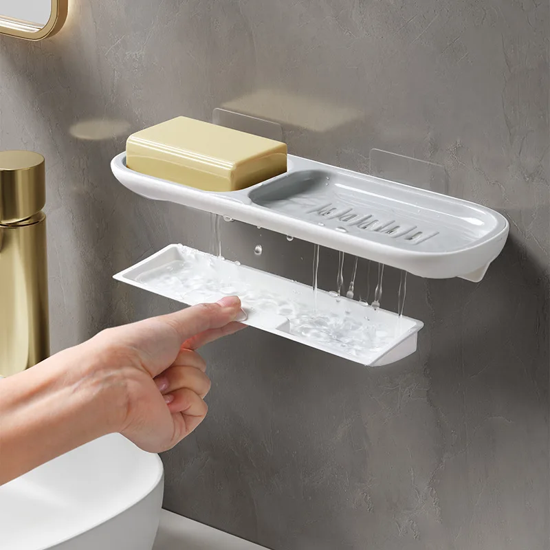 Стойка для хранения в ванной комнате HAYAN Haiying, двойная Коробка для мыла, без перфорации, разнофункциональная настенная подвесная полка