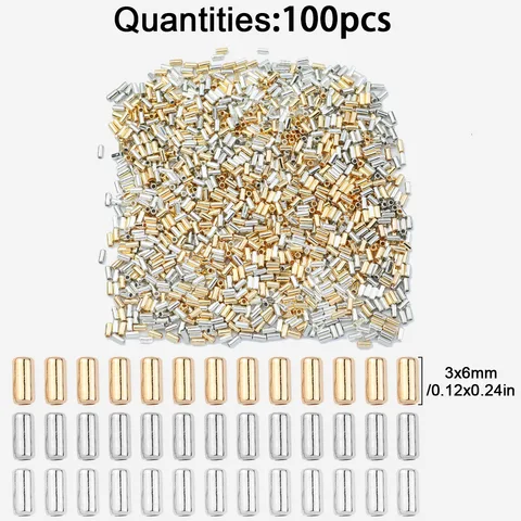 Золотые цилиндрические бусины CCB для бижутерии 100 шт