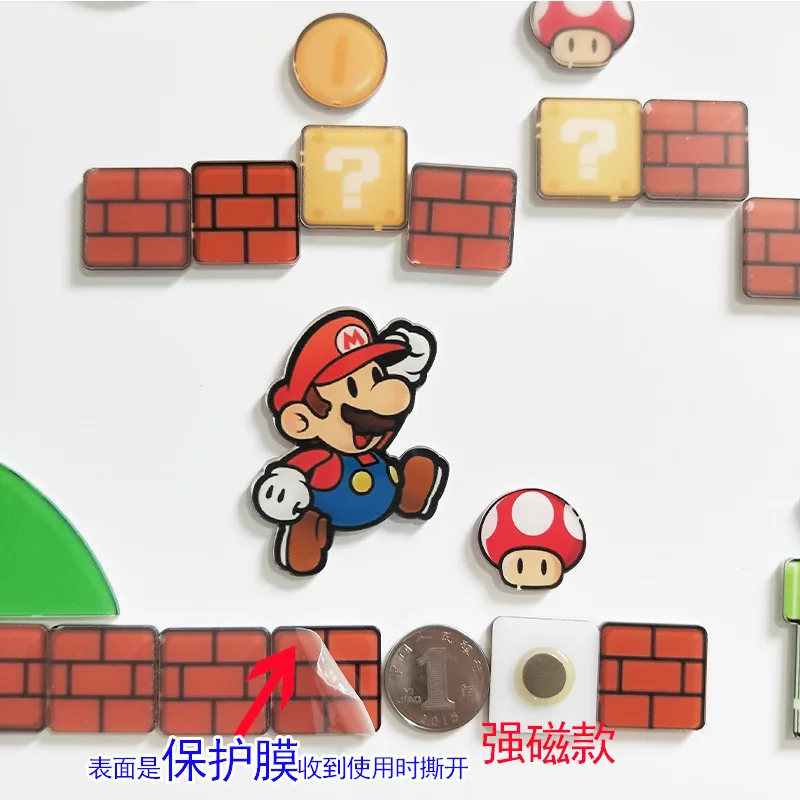 

Game Super Mario Acrylic Background Creativity Magnetic Sticker Anime Figures Toy Decoration Supplies Luigi Yoshi Kids Doll Gift