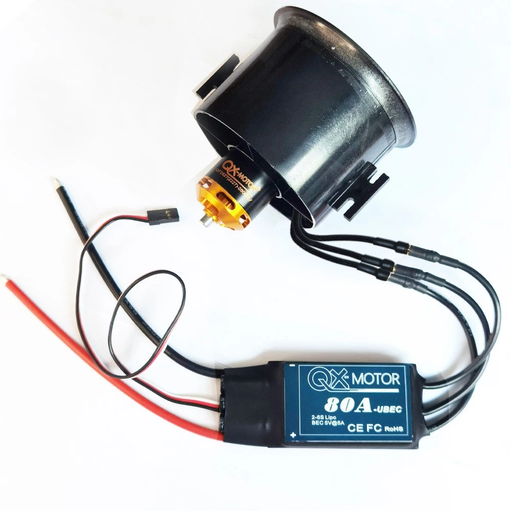 

QX-Motor ducted fan qf2827 1800kv 2600kv motor 70mm EDF with 60A 80A esc for aircraft model fixed-wing plane