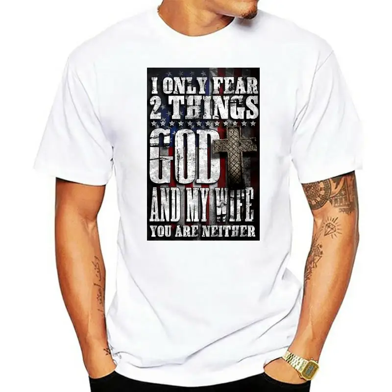 Мужская футболка Я боюсь Бога и моей жене женская |