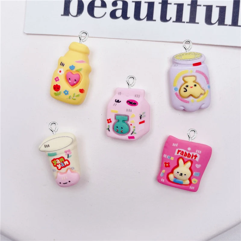 

10Pcs Cartoon Drink Bottle Resin Charms Pendant for Jewelry Making Accessories DIY Earrings Necklace Bracelet Decoration Crafts