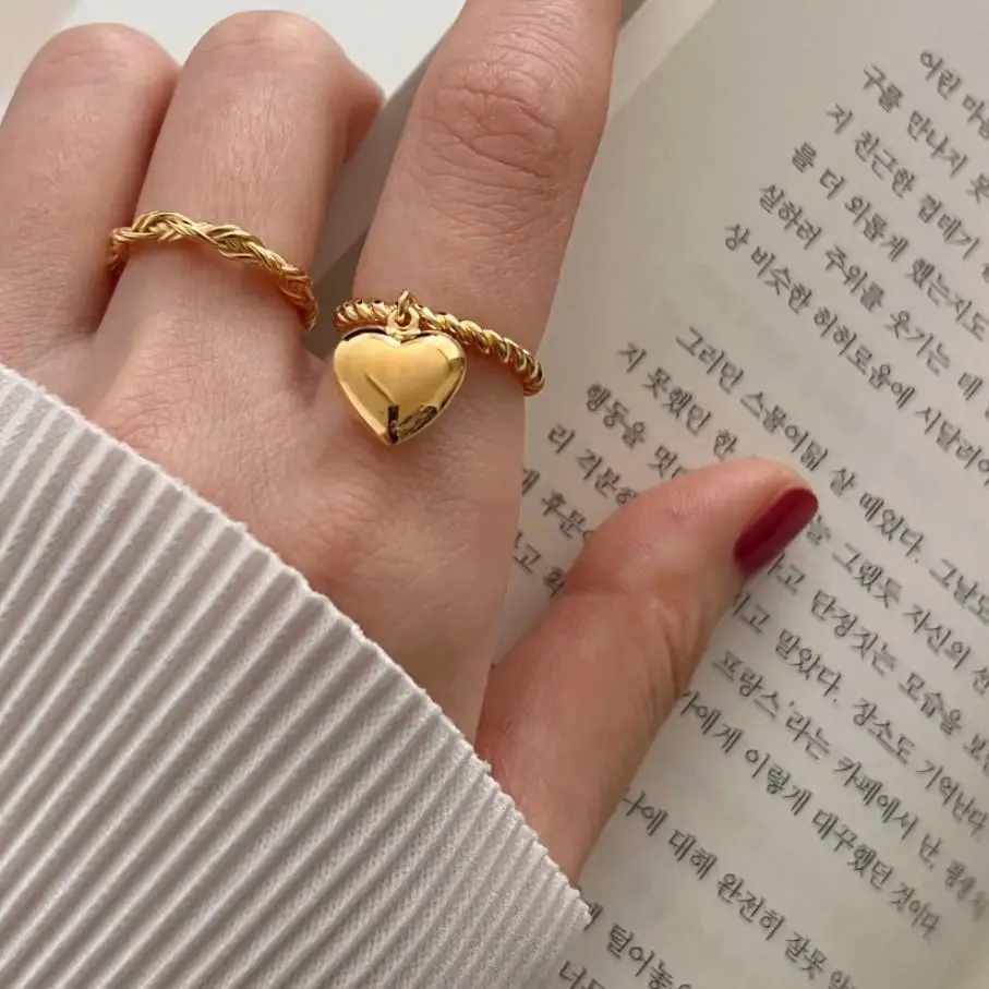 

Женское кольцо с любовным сердцем из серебра 925 пробы в корейском и европейском стиле