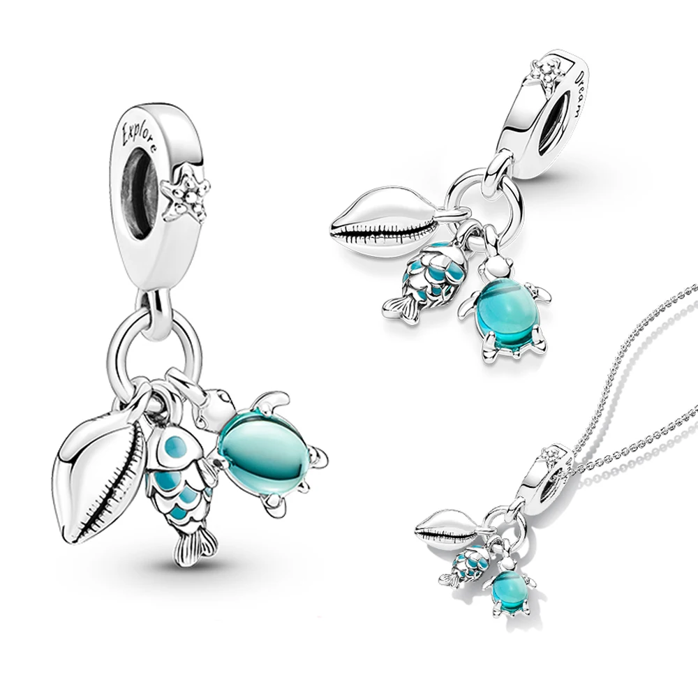 

New 925 Sterling Silver Conch sea turtle and fish Charm Bead Fit Original DIY Bracelet Beads for Women Fine Jewelry Gift