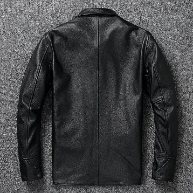 Классические Куртки для воротника Длинные мужские пальто из натуральной