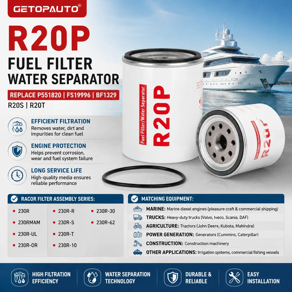 Фото Топливный фильтр R20P 30 микрон, замена P551820, FS19996, BF1329, R20S, R20T для морских дизельных двигателей Racor серий 230R, 230R-UL, 230R-S №1