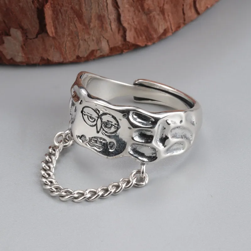 

S925 Sterling Silver Frosted Frog Southern Red Onyx Open Cute Index Finger Ring