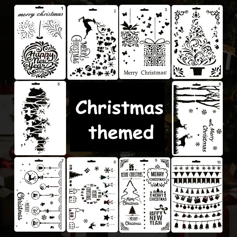 

Christmas Stencils Templates Deer Decor DIY Graphics Painting Scrapbooking Stamp Ornament Album Embossed Template 17.8 x 26 cm