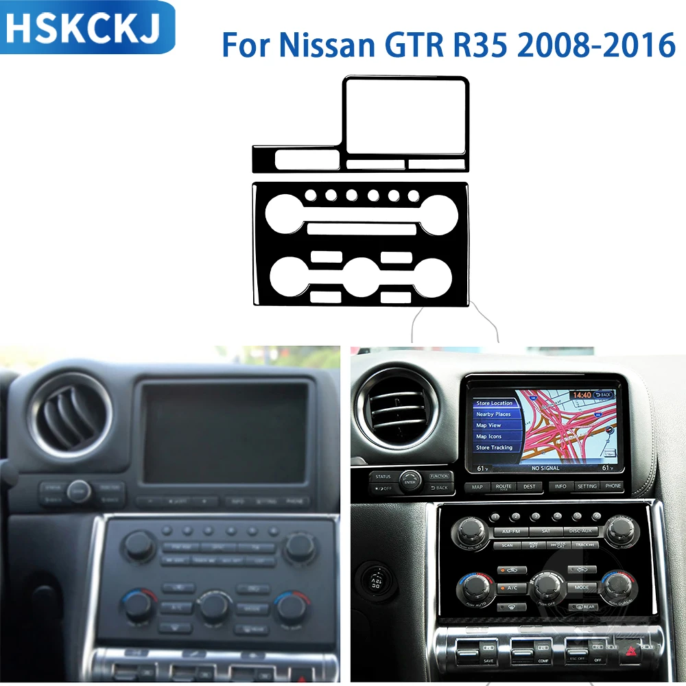 

For Nissan GTR R35 2008-2016 Accessories Car Interior Instrument Central Control Panel Trim Sticker Gloss Black Plastic
