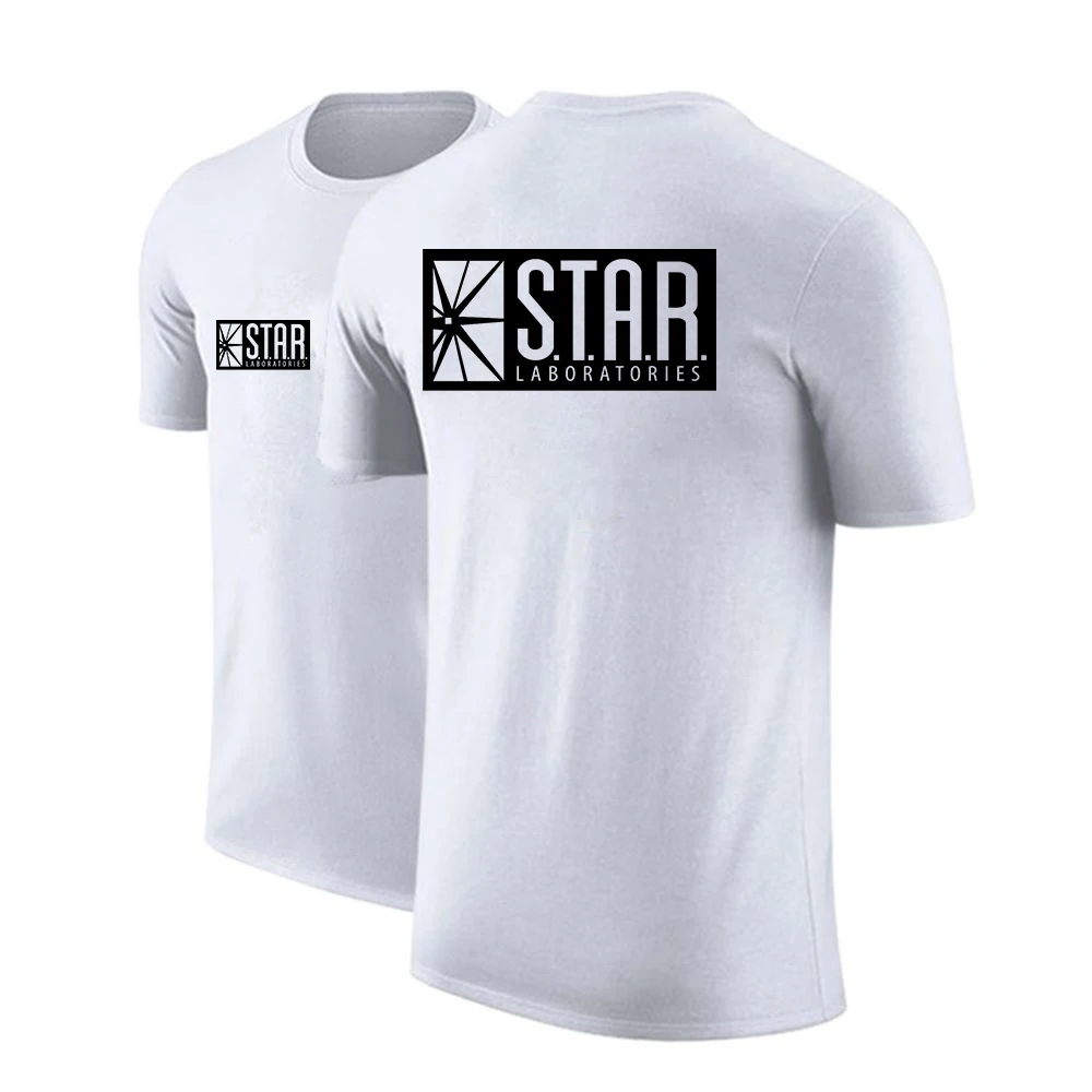 Мужской Хлопковый топ с принтом STAR Laboratories модный Удобный коротким рукавом в