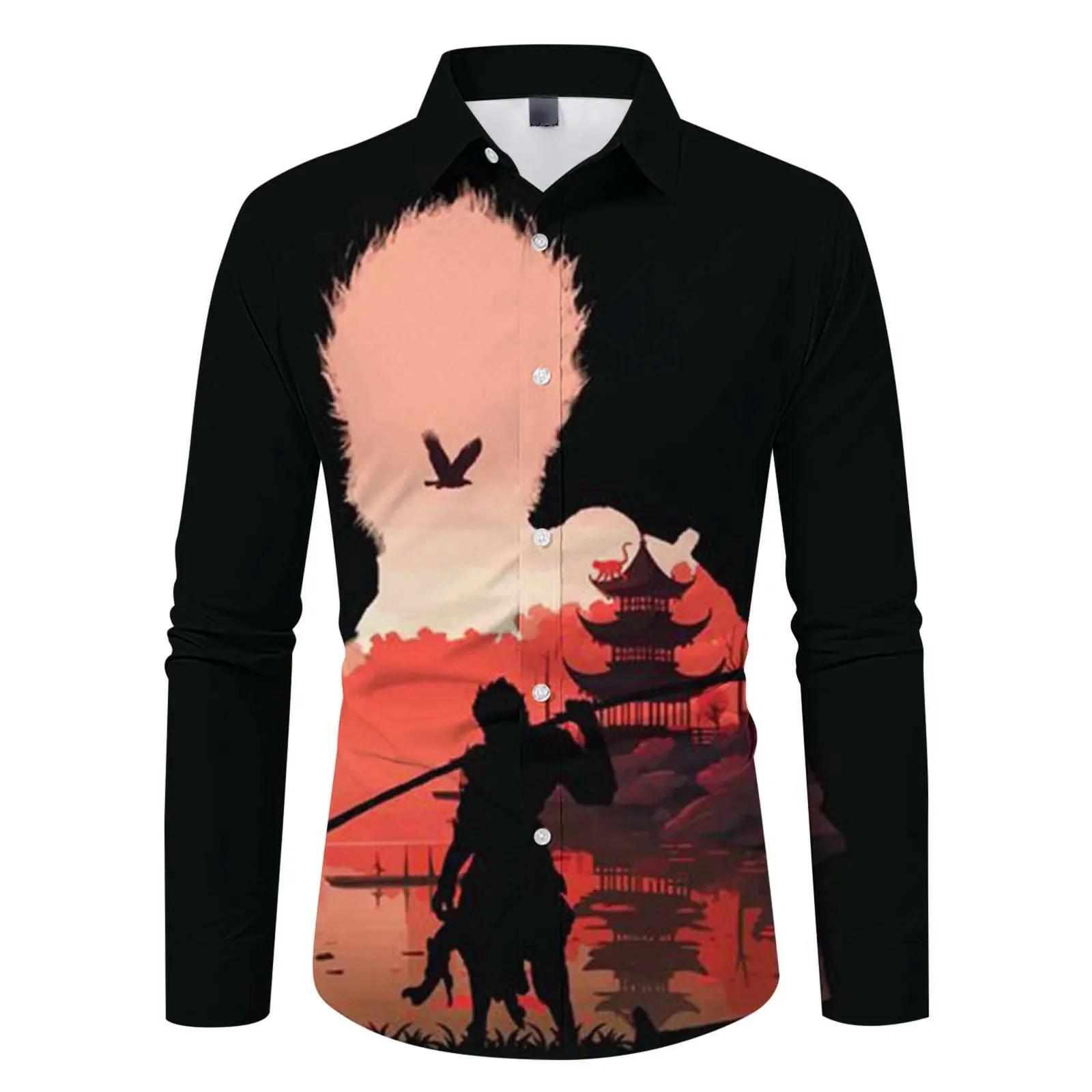 Мужская футболка с длинным рукавом круглым вырезом и 3D-принтом