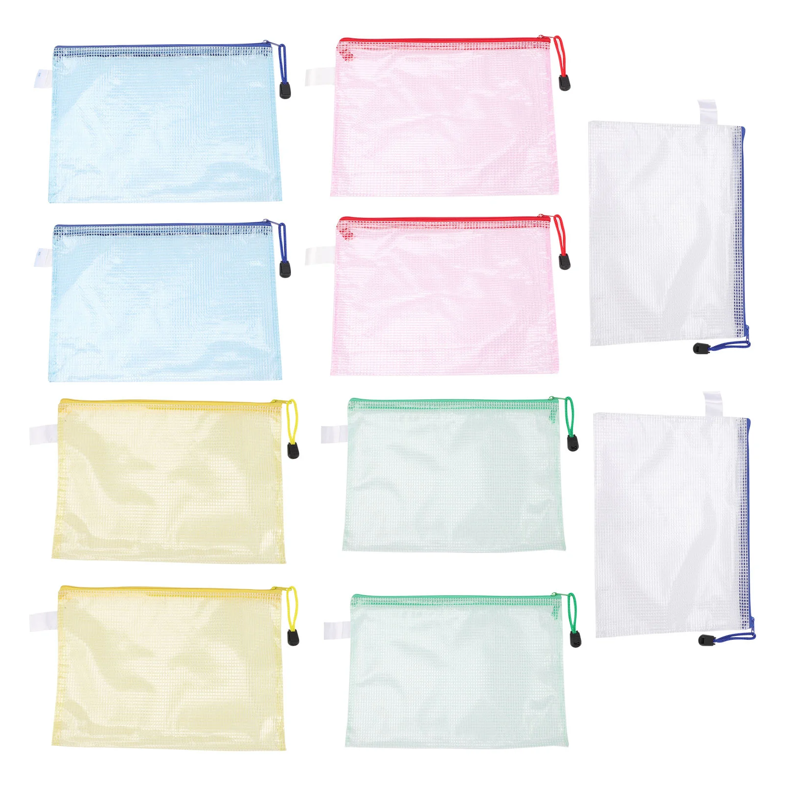 

20pcs Pouches Practical Portable Pen File Document Bags Clear Mesh Zipper Pouches Zipper Storage Bags