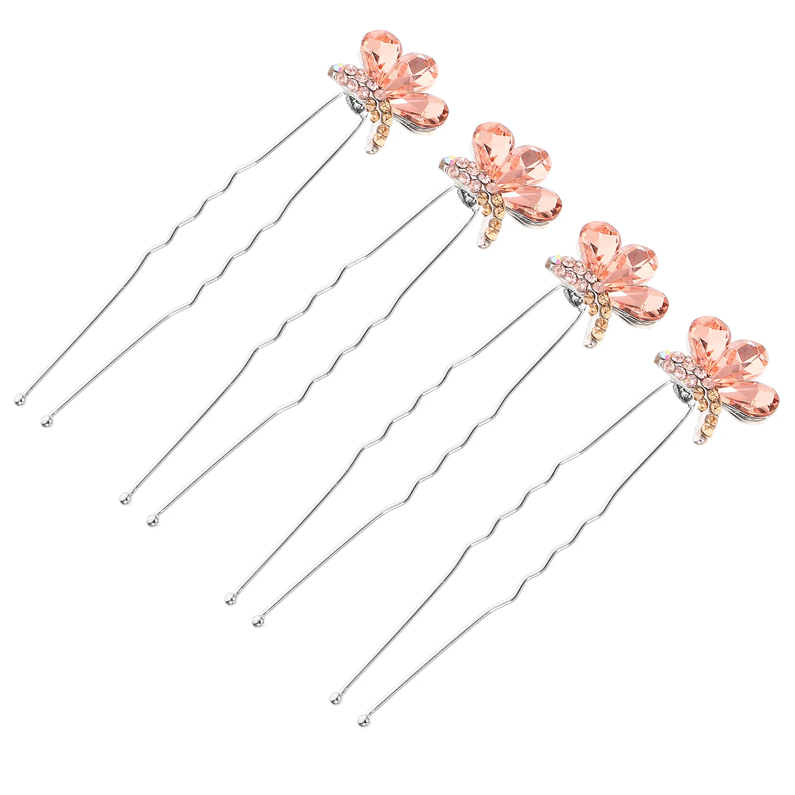 

4 Pcs Hair Clips Butterfly Accessories Wedding Bridal Hairpins Rhinestone Bride