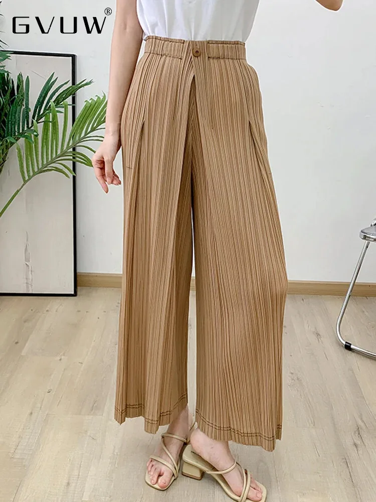 Женские плиссированные брюки GVUW свободные универсальные широкие с эластичным