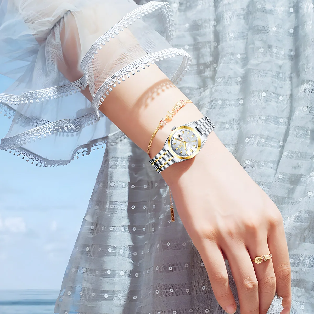 LIEBIG элегантные часы из нержавеющей стали модные с датой роскошные