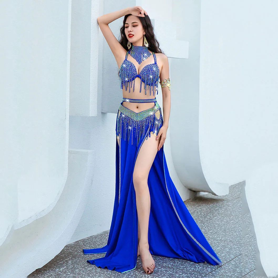 

New Women Oriental Dance Costumes Top Bellydance Hip Scarf Carnaval Belly Dance Bra Long Skirt Set Performance Clothes Sexy