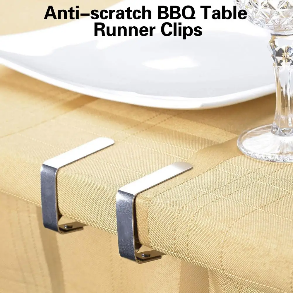 

4 Pcs Tablecloth Holders Excellent Universal Stainless Steel Household Supplies Securing Clips Tablecloth Clips