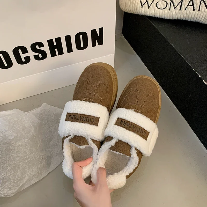 Хлопковая обувь на липучке новинка 2024 зимняя кашемировая теплая женская для