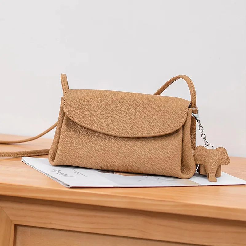 Маленькая квадратная сумка первого слоя из воловьей кожи с рисунком слона