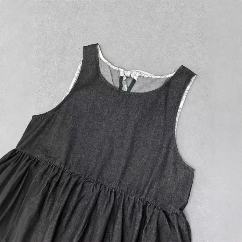 Johnature Mori Свободные джинсовые платья-жилет для женщин 2024 осеннее новое