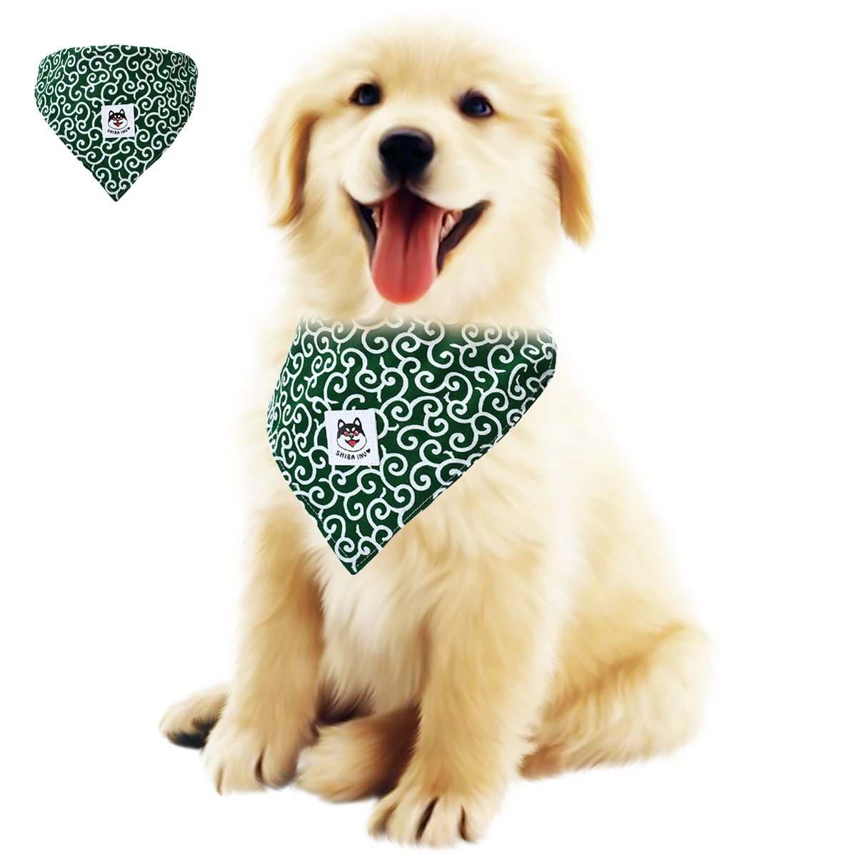 

Tang grass pattern Shiba large and small dog Akita triangle scarf saliva towel collar scarf and Dog Ribbon Collar Saliva Scarf