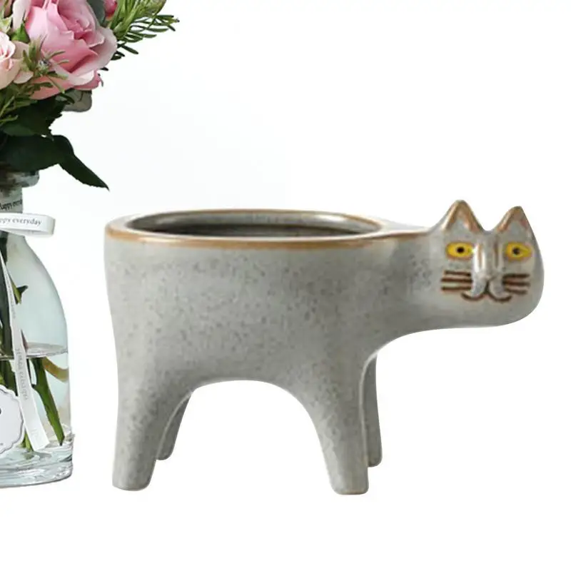 

Ceramic Flower Pot Cute Cat Shape Garden Pots Succulent Planter Plant Container Home Desktop Decor Vase For Living Room