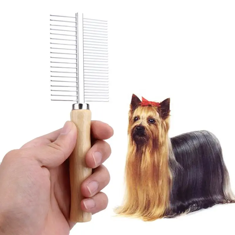 

Pet Hair Grooming Comb Wooden Handle Cat Dog Hair Comb Stainless Steel Pet Massage Hair Trimmer Comb Brush Grooming Accessories