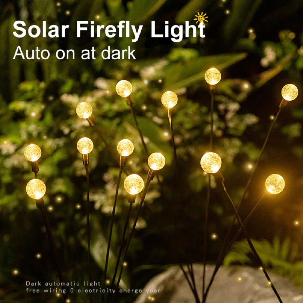 

Светлячок на солнечной батарее, уличный Водонепроницаемый светодиодный Светлячок для сада, двора, Рождественское украшение, освещение газ...