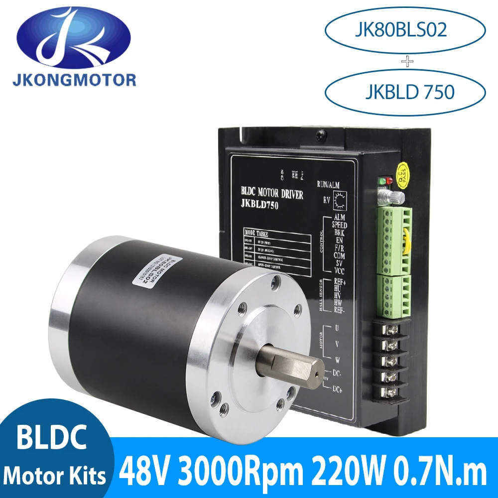Jkongmotor JK80BLS02 48 в 3000 об/мин 4-полюсный 3-фазный 220 Вт Bldc моторный Комплект 80 мм круглый бесщеточный двигатель постоянного тока с драйвером JKBLD750 750 Вт