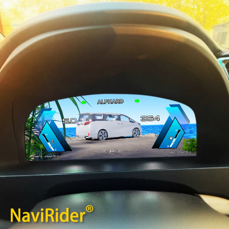 Фото Цифровая приборная панель LCD для Alphard 20 Series A20 2008-2014, GPS-спидометр, виртуальная приборная панель, тахометр. №1