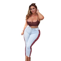side stripe low rise jeans autumn women sexy light blue washed denim pencil skinny jeans casual pants for women pantalones mujer