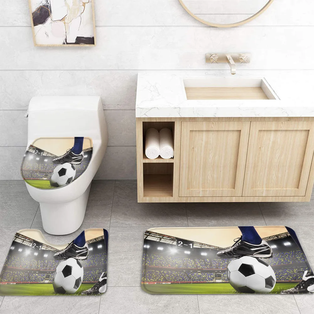 Гимнастические футбольные мячи набор занавесок для душа ковер крышка унитаза