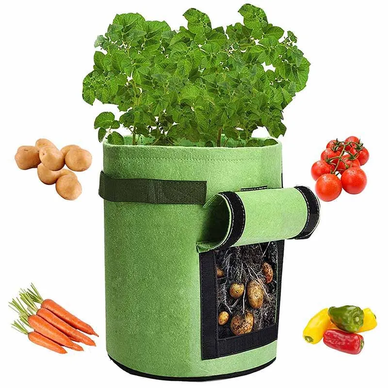 

Felt Plant Grow Bags Handles Fabric Garden Potato Pot Greenhouse Vegetable Growing Bags Moisturizing Vertical Tools