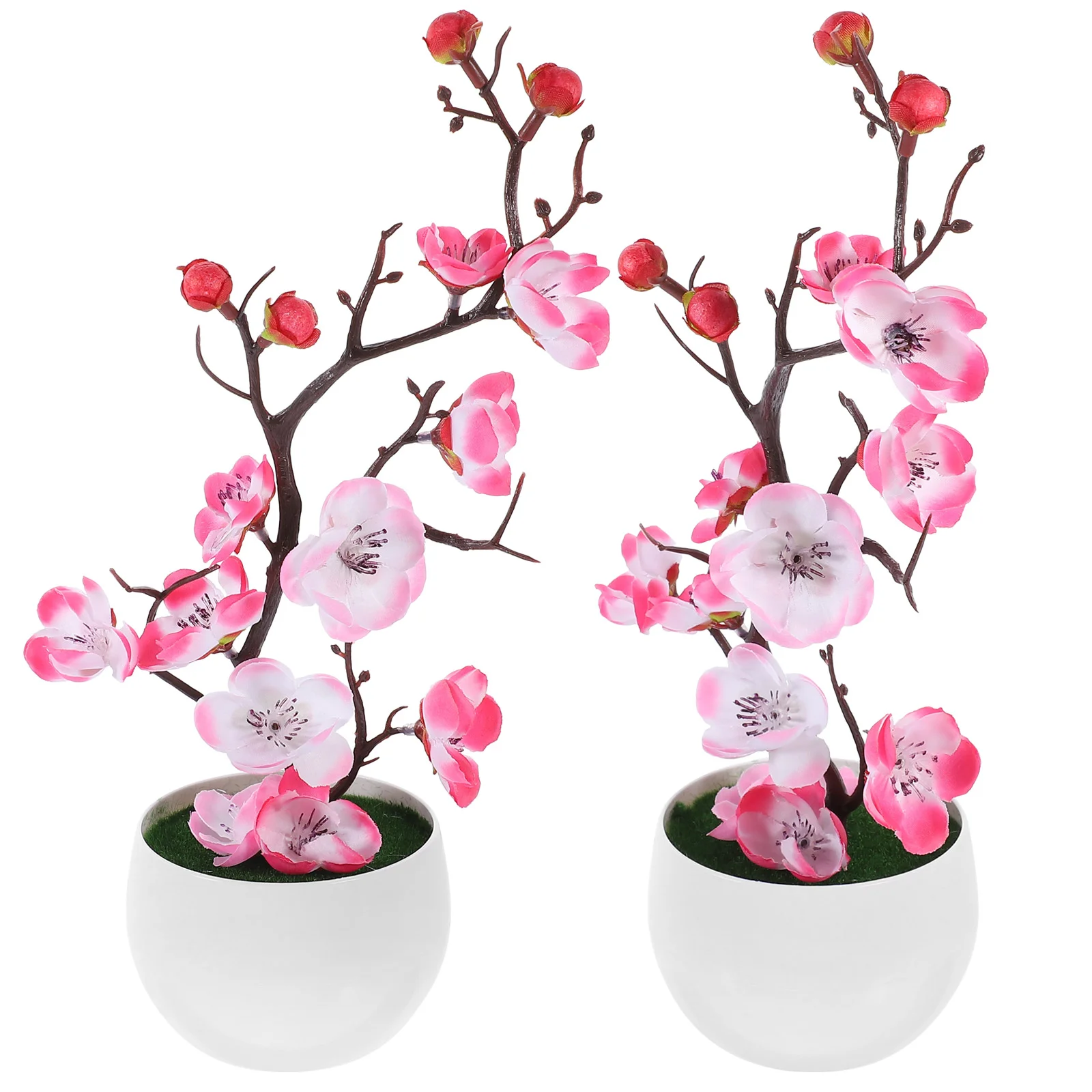 

2 Pcs Artificial Potted Flower Fake Flowers Bonsai Desktop False Simulated Plastic
