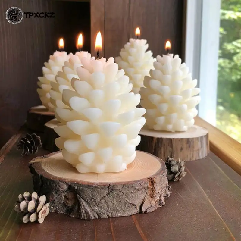 

3d Christmas Pine Cone Silicone Candle Mold Diy Handmade Aromatherapy Candles Beeswax Pinecone Candle Making Mould Silicone